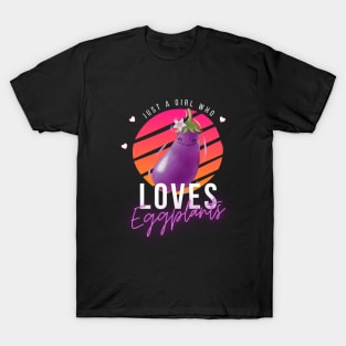 Just A Girl Who Loves Eggplants Colorful Cute T-Shirt